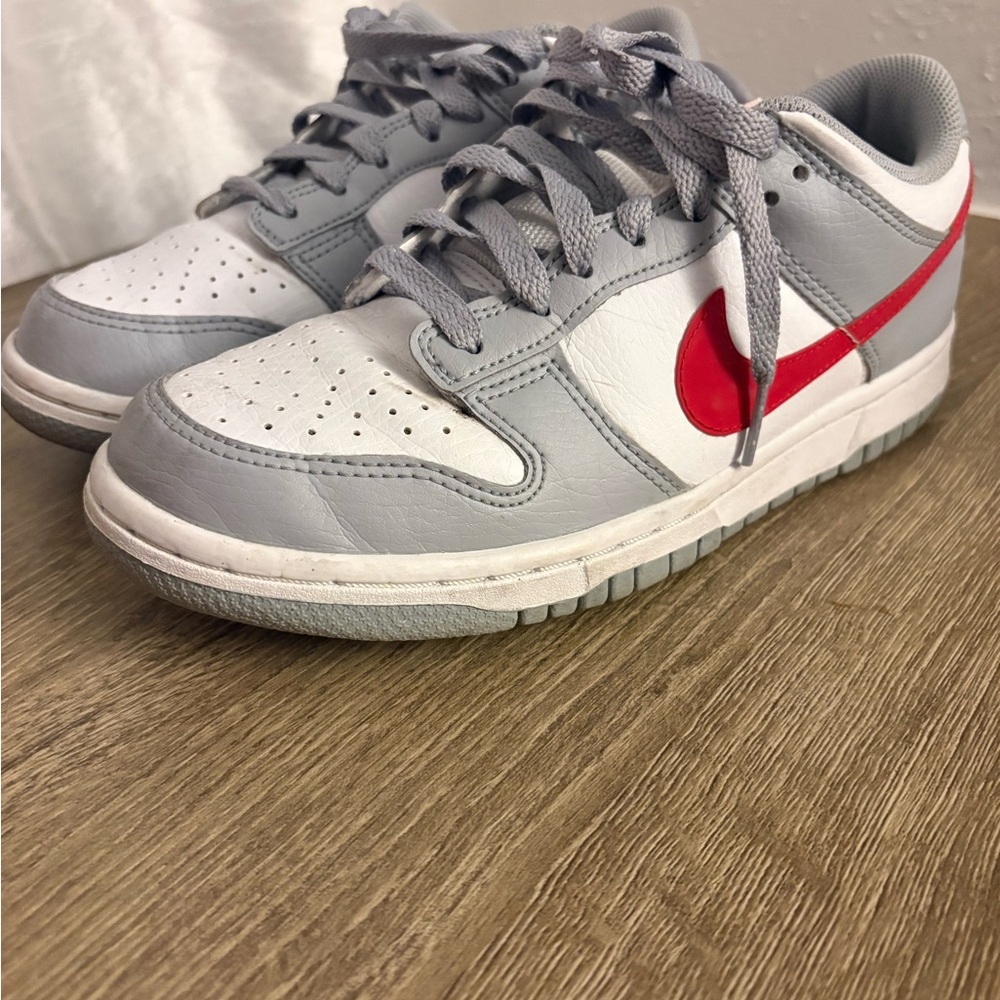 Nike Gray and White Shoes with Red Accents